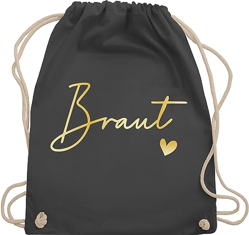 Shirtracer Turnbeutel Rucksack - JGA Junggesellenabschied Frauen - Braut Bride - Unisize - Dunkelgrau - jubggesellinnenabschied trinkbeutel junggesellen poltern outfit jungegesellenabschied rucksäcke von Shirtracer