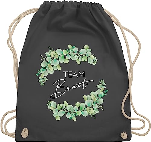 Turnbeutel Rucksack - JGA Junggesellenabschied Frauen - Team Braut Eukalyptus I Crew Bride - Unisize - Dunkelgrau - tasche hen party rucksaecke stoffbeutel bachelorette stoffrucksack damen von Shirtracer