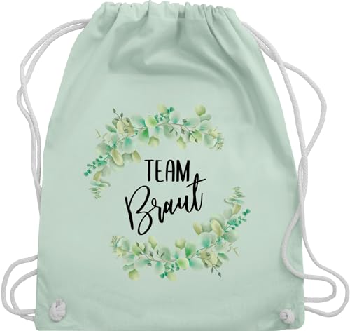 Turnbeutel Rucksack - JGA Junggesellenabschied Frauen - Team Braut Eukalyptus - Unisize - Pastell Grün - damen sprüche jubggesellinnenabschied turnsack trinkbeutel junggesellenabschieds von Shirtracer