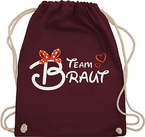 Turnbeutel Rucksack - JGA Junggesellenabschied Frauen - Team Braut - Schleife - Unisize - Bordeauxrot - polterer frau stoff junggesellinnenparty kordel jungessellinnenabschied bride von Shirtracer