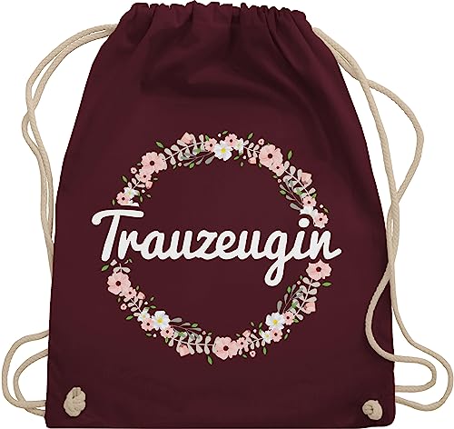 Turnbeutel Rucksack - JGA Junggesellenabschied Frauen - Trauzeugin - Blumenkranz - Unisize - Bordeauxrot - jungegesselenabschied frau geschenkebeutel brautparty trainingsbeutel jga. turnbeute von Shirtracer