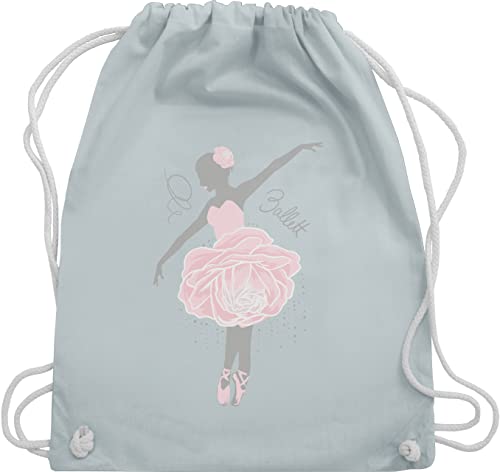 Turnbeutel Rucksack - Kinder Sport Kleidung - Ballerina - grau/rosa - Unisize - Pastell Blau - damen mit spruch tanzen tänzerin beutel tanz dance turnsack tanzsport gym bag sprüche beuteltasche von Shirtracer