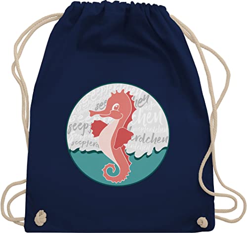 Turnbeutel Rucksack - Kinder Sport Kleidung - Seepferdchen Abzeichen - Unisize - Navy Blau - kinderturnbeutel schwimmen gym bag geschenk zum schwimmabzeichen seepferd turnsack bestanden von Shirtracer