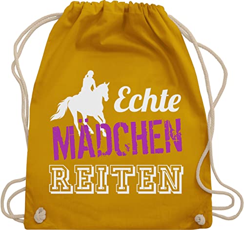 Turnbeutel Rucksack - Pferde und Zubehör - Echte Mädchen Reiten - Geschenk Reiterin Pferdegeschenke Reiten - Unisize - Senfgelb - horses sportbeutel stoff reiter sachen pferdefreunde turntasche von Shirtracer