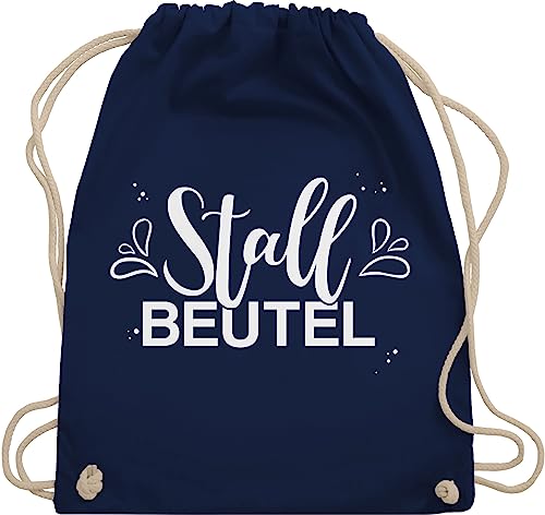 Turnbeutel Rucksack - Pferde - Taschen - Stallbeutel Lettering - Unisize - Navy Blau - stoffrucksack reitsachen pferden beutel mit kordelzug stalltasche reiter sprüche turnsackerl sportbeutel von Shirtracer