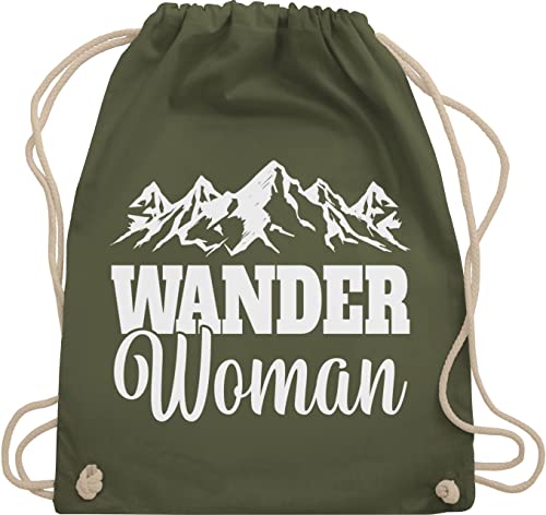 Shirtracer Turnbeutel Rucksack - Wander Woman - Unisize - Olivgrün - turnen tasche turn beutel turnsackerl turnbeutel. stoffbeutel baumwolle kordel kordelzug baumwoll stoff kinder uni mit einfarbig von Shirtracer