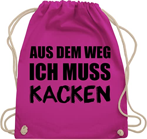 Turnbeutel Rucksack - Sprüche Statement mit Spruch - Aus dem Weg ich muss kacken - Unisize - Fuchsia - baumwollbeutel damen sprüchen geschenk zur einschulung sportbeutel+spruch spruch. kordel von Shirtracer