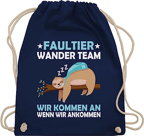 Turnbeutel Rucksack - Sprüche Statement mit Spruch - Faultier Wander Team Hiking - Unisize - Navy Blau - wandertag beutelrucksäcke damen sprüchen hobby wanderteam turn beutel von Shirtracer