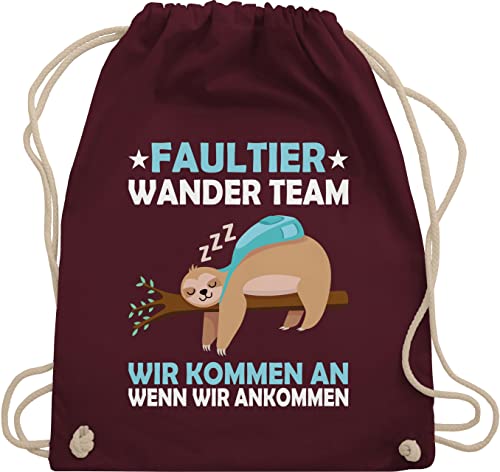 Turnbeutel Rucksack - Sprüche Statement mit Spruch - Faultier Wander Team Hiking - Unisize - Bordeauxrot - witzigen sprüchen beuteltasche spruechen beutel kordelzug bags trainingsbeutel von Shirtracer