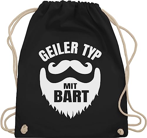 Turnbeutel Rucksack - Sprüche Statement Spruch - Geiler Typ mit Bart weiß - Unisize - Schwarz - beutel+rucksack+mit+sprüchen sprueche beutel sprüchen spruechen sporttasche bedruckt sprüche, von Shirtracer