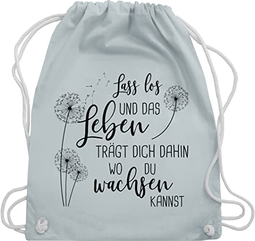 Turnbeutel Rucksack - Sprüche Statement - Lass los Pusteblumen - Schwarz - Unisize - Pastell Blau - beutel baumwolle tasche stoffbeutel mit kordelzug stoff kordel kinder sport baumwoll statements von Shirtracer