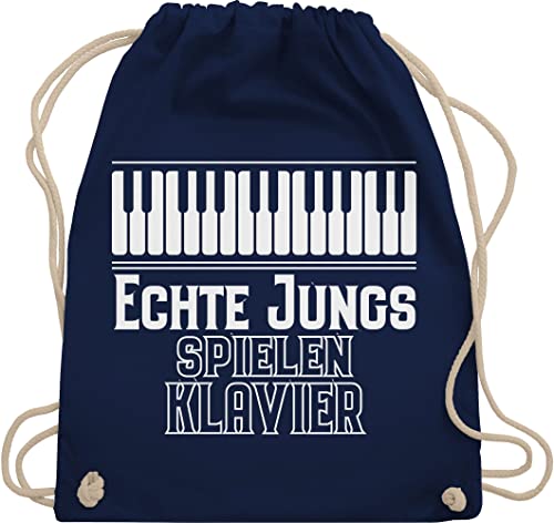 Turnbeutel Rucksack - Statement Sprüche Kinder - Echte Jungs spielen Klavier - Unisize - Navy Blau - turnen beutel sportrucksack mit schnur turnsackerl turntasche baumwolle stoff sprüche. von Shirtracer