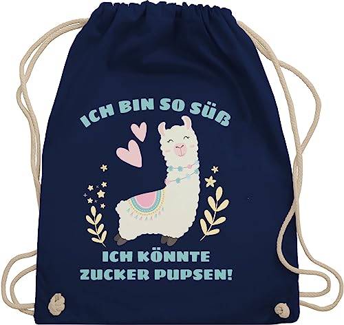 Shirtracer Turnbeutel Rucksack - Statement Sprüche Kinder - Lama Ich bin so süß ich könnte Zucker Pupsen - Unisize - Navy Blau - sprüche, geschenk taschen kordelzug mit spruch spruechen von Shirtracer