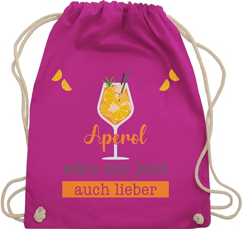 Turnbeutel Rucksack - Statement Taschen - Aperol wäre mir jetzt auch lieber - Apreol Geschenk Lustig - Unisize - Fuchsia - stoffbeutel spritzen stoffsackerl sportbeutel stoffrucksack tasche bag von Shirtracer