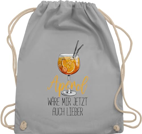 Turnbeutel Rucksack - Statement Taschen - Aperol wäre mir jetzt auch lieber - Lustige Geschenke Aperol - Unisize - Hellgrau - stoffbeutel baumwolle beutel sport beuteltasche bag geschenkebeutel von Shirtracer