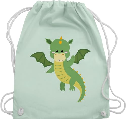 Turnbeutel Rucksack - Tiermotiv Animal Print - Drache - Unisize - Pastell Grün - tiere sporttasche kinderrucksack tieren turnen tasche mit tiermotiven beuteltasche tiermotive beutel animals von Shirtracer