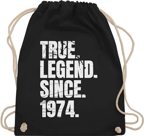 Turnbeutel Rucksack - 50. Geburtstag - True Legend since 1974 Vintage - Unisize - Schwarz - geschenke für damen ab 50 50.geburtstag 1973 stoffbeutel zum 50er stofftasche geschenktasche (50) von Shirtracer