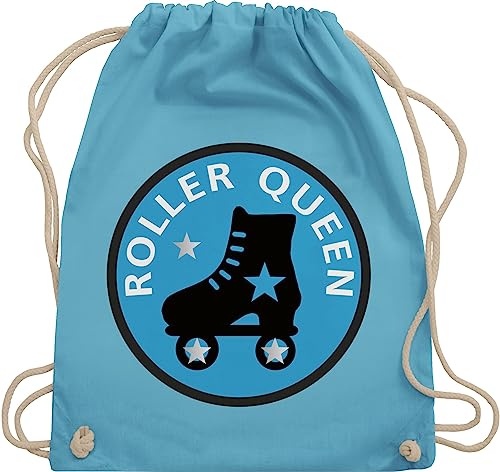 Turnbeutel Rucksack - Vintage Retro - Roller Queen Rollschuh - Unisize - Hellblau - inline skates stoffbeutel baumwolle typisch frauen rollshuhe rucksäcke wrotki beutel roll schuhe bags rollschue von Shirtracer