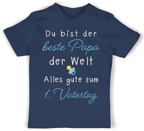 Baby T-Shirt Mädchen Jungen - Geschenk zum - 1. Vatertag - Du bist der Beste Papa der Welt - 12/18 Monate - Navy Blau - 1 Vatertagsgeschenk für Vater Bester Shirts Vatertags t Shirt erster von Shirtracer