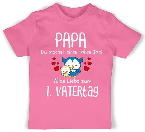 Baby T-Shirt Mädchen Jungen - Geschenk zum - 1. Vatertag - Papa du Machst einen tollen Job - 6/12 Monate - Pink - Tshirt väter First Fathers Day t Shirt männertagsgeschenke 1 Vatertagsgeschenk von Shirtracer