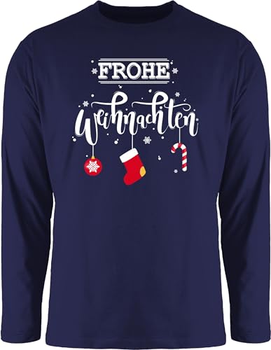 Langarmshirt Herren Langarm Shirt - Geschenke Christmas Bekleidung - Frohe Weihnachten - 3XL - Navy Blau - Weihnachts Longsleeve Geschenk für Eltern zu die Merry Merry Erwachsene Mann fur von Shirtracer