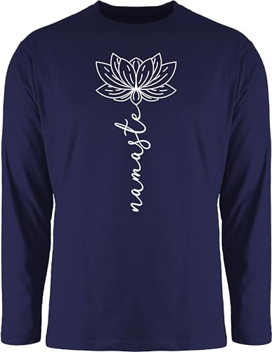 Langarmshirt Herren Langarm Shirt - und Wellness Geschenk - Namaste Lotusblüte Yoga Chakra - 3XL - Navy Blau - spirituelle Lotus blüte Longshirt Meditation lotusbluete Tshirt Joga lotusblüten von Shirtracer