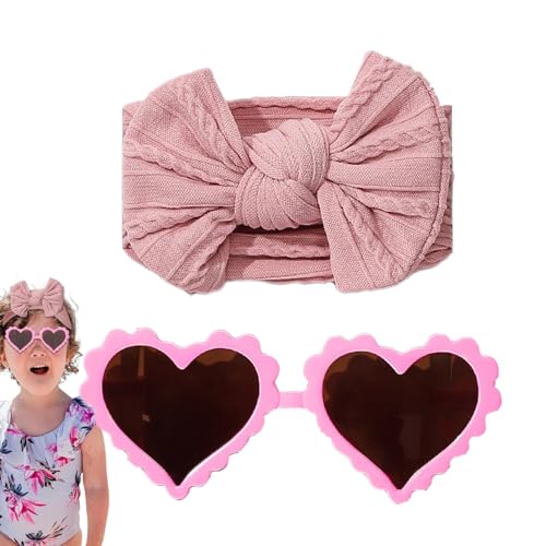 Shitafe Baby-Stirnbänder mit Schleifen, Baby-Stirnbänder für Mädchen mit Schleifen | Kopfbedeckungsbrillen-Set für Kinder | Baby-Nylon-Stirnbänder und Sonnenbrillen, elastische Haarbänder mit von Shitafe
