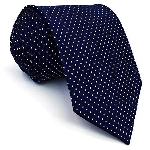 Shlax&Wing Herren Klassisch Geschäftsanzug Seide Krawatte Blau Weiß Punkte von S&W SHLAX&WING