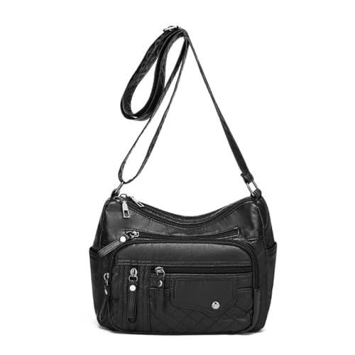 2024 Umhängetasche, vielseitige trendige Ledertasche, mehrere Fächer, Crossbody-Tasche für Damen, vielseitige modische Tasche, Schwarz von Shntig