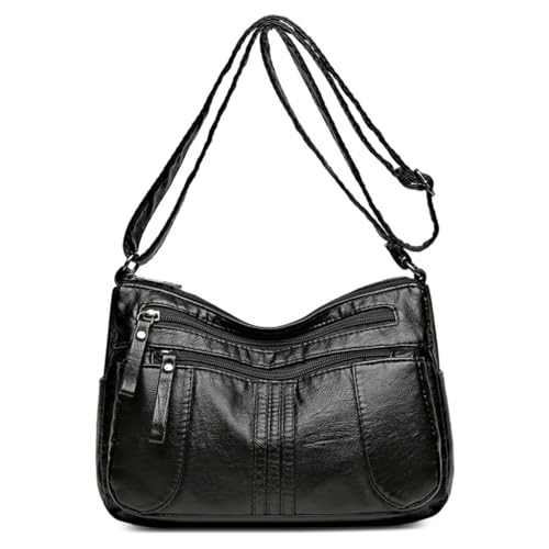 Crossbody-Taschen für Damen, Umhängetasche, Taschenbücher, mehrere Taschen, Schultertasche, PU-Leder, Schultertasche, Handtasche, Schwarz von Shntig