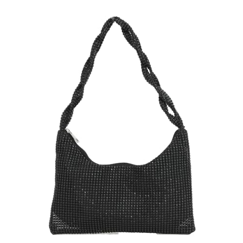 Damen Abendtasche mit funkelnden Diamanten, modische Umhängetasche für Mädchen, Schwarz von Shntig