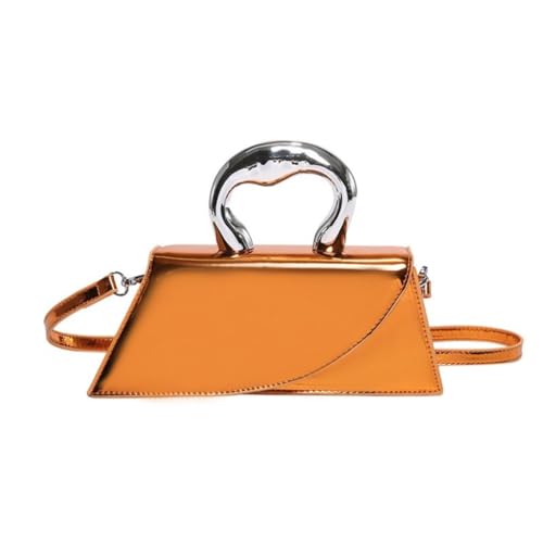 Damen-Handtasche, einfarbig, Kuriertasche, PU-Leder, Schultertasche, Clutch, Orange von Shntig