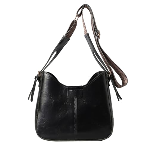 Damen Handtasche PU Bucket Bag Praktische Vintage Crossbody Tasche Schultertasche Geldbörse, Schwarz von Shntig