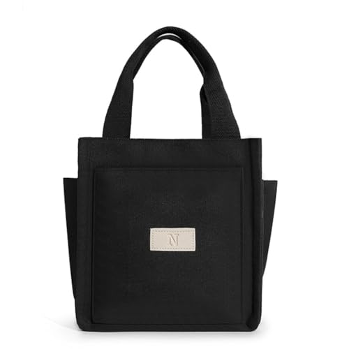 Damen-Handtasche im japanischen Stil aus Segeltuch, lässige Handtasche, mehrere Taschen, Griff oben, Arbeitstasche, Schwarz von Shntig