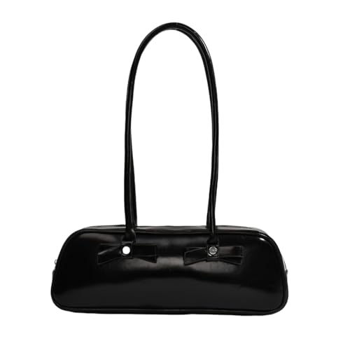 Damen-Umhängetasche, weiches PU-Leder, einfache Clutch, Crossbody-Tasche mit Schleife, Achseltasche, kleine quadratische Tasche für den täglichen Gebrauch, Schwarz von Shntig