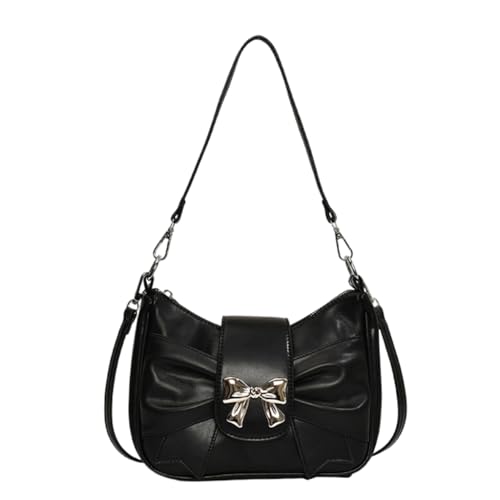 Damen-Umhängetasche mit Schleife, koreanischer Stil, modische Kuriertasche, PU-Leder, Unterarmtasche, Einkaufstasche, Dating-Tasche, Schwarz von Shntig