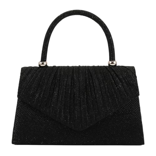 Elegante Abendtasche, modische Handtasche mit Kettenriemen und schimmernden Details, Schwarz von Shntig