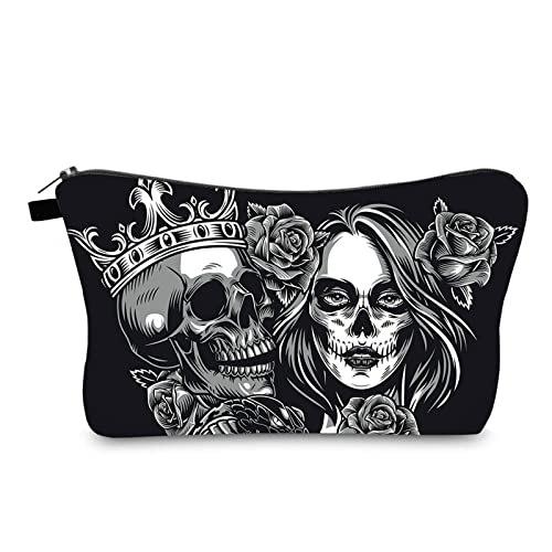 Kosmetiktasche mit Totenkopf-Aufdruck, Halloween, Reißverschluss, große Kapazität, Reise-Toilettenartikel für Damen und Herren, R Kosmetiktasche mit Totenkopf-Aufdruck, Halloween, Reißverschluss, große Kapazität, Reise-Toilettenartikel für Damen und Herren, R von Shntig