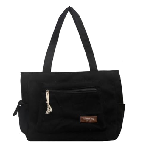 Lässige Damen-Handtasche aus Kordsamt, große Kapazität, Umhängetasche, Studenten, Schultasche, Einkaufen, Dating, Tasche für Arbeit, Reisen, Schwarz von Shntig