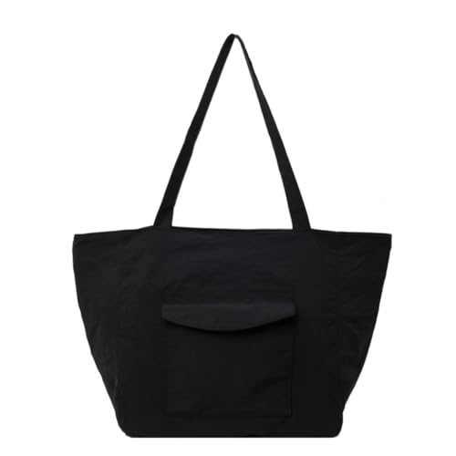 Lässige Damen-Umhängetasche, Schultasche, einfarbig, Nylon, Handtaschen für die Arbeit, Schwarz von Shntig