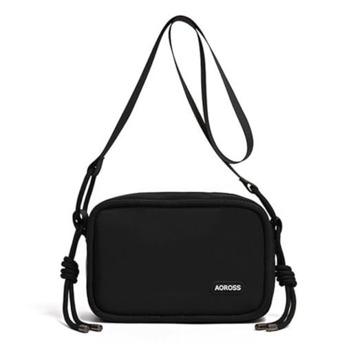 Lässige Damen-Umhängetasche, klein, quadratisch, einfarbig, Umhängetasche, Harajuku, Kuriertasche, modische Handtasche für den täglichen Gebrauch, Schwarz von Shntig