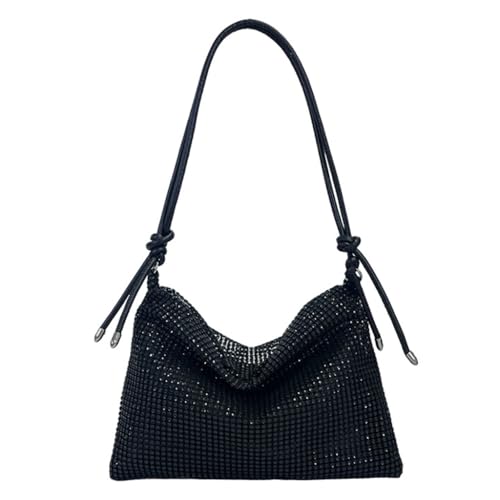 Lässige Umhängetasche für Damen, große Kapazität, Freizeit, Crossbody-Tasche, funkelnde Kuriertasche für den täglichen Gebrauch, Schwarz von Shntig