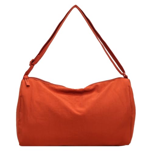 Leichte Nylontasche für Damen, tragbare Umhängetasche mit verstellbarem Riemen, Orange von Shntig