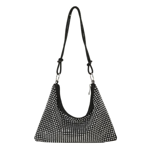 Modische Abend-Handtasche für Damen, glitzernde Umhängetasche, passend zu Schultern, Kuriertasche, Strass, Clutch-Geldbörsen, Schwarz von Shntig