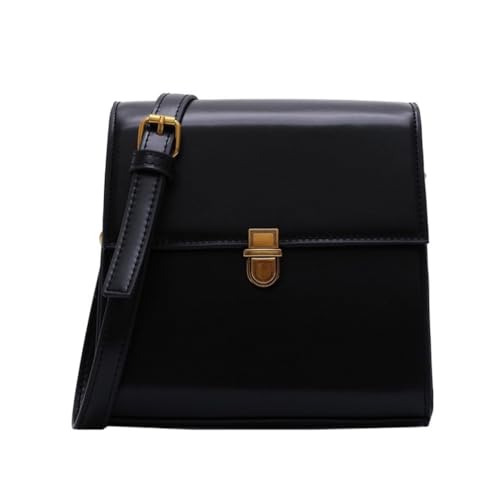 Quadratische Damen-Umhängetasche, PU-Leder, modische Umhängetasche, einfache Kuriertasche, koreanischer Stil, Handtasche und Geldbörse, Schwarz von Shntig