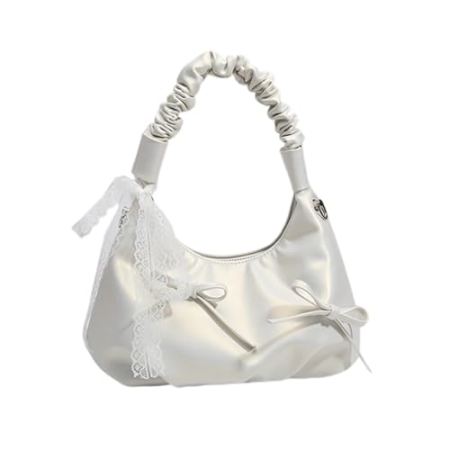 Shntig Elegante plissierte Umhängetasche mit abnehmbarem Kettenriemen und Schleifen, Dekoration, PU-Abendtasche für den täglichen Pendler Shntig Elegante plissierte Umhängetasche mit abnehmbarem Kettenriemen und Schleifen, Dekoration, PU-Abendtasche für den täglichen Pendler von Shntig