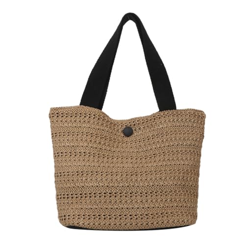 Shntig Praktische Gras-Handtasche, Bohemian-Stil, Strohtasche, Urlaub, Strand, Handtaschen für Damen, Schwarz von Shntig