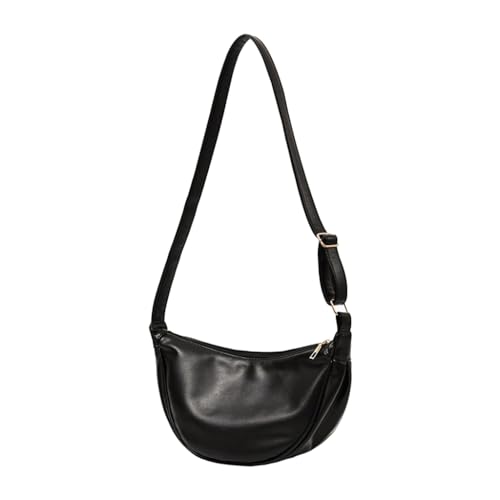 Stilvolle Damen PU Leder Umhängetasche mit großer Kapazität Casual Handtasche für den täglichen Gebrauch, Schwarz von Shntig