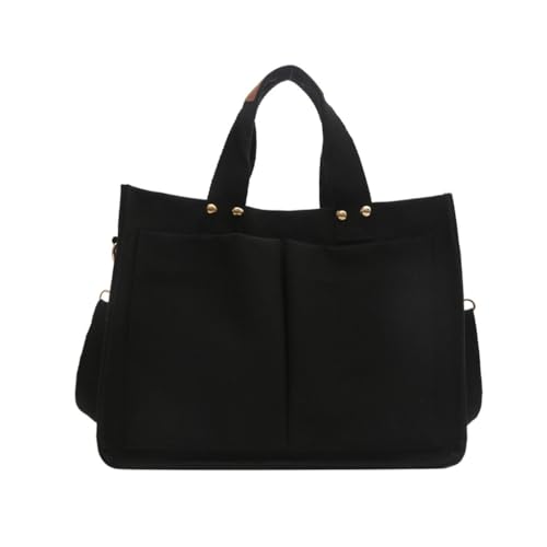 Stilvolle Umhängetasche aus Segeltuch, große Kapazität, Schultertasche, Crossbody-Tasche für Damen und Mädchen, Schwarz von Shntig