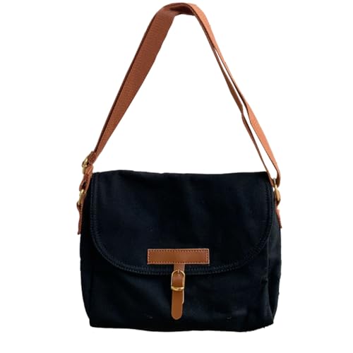 Unisex Canvas Single Shoulder Bag Crossbody Purse Casual Handbag for Daily Use, Schwarz von Shntig